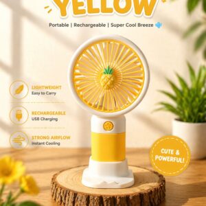 Mini Rechargeable Handheld Fan (Yellow color)